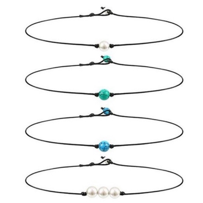 4pcs/Set New Handmade Genuine Leather Necklace.